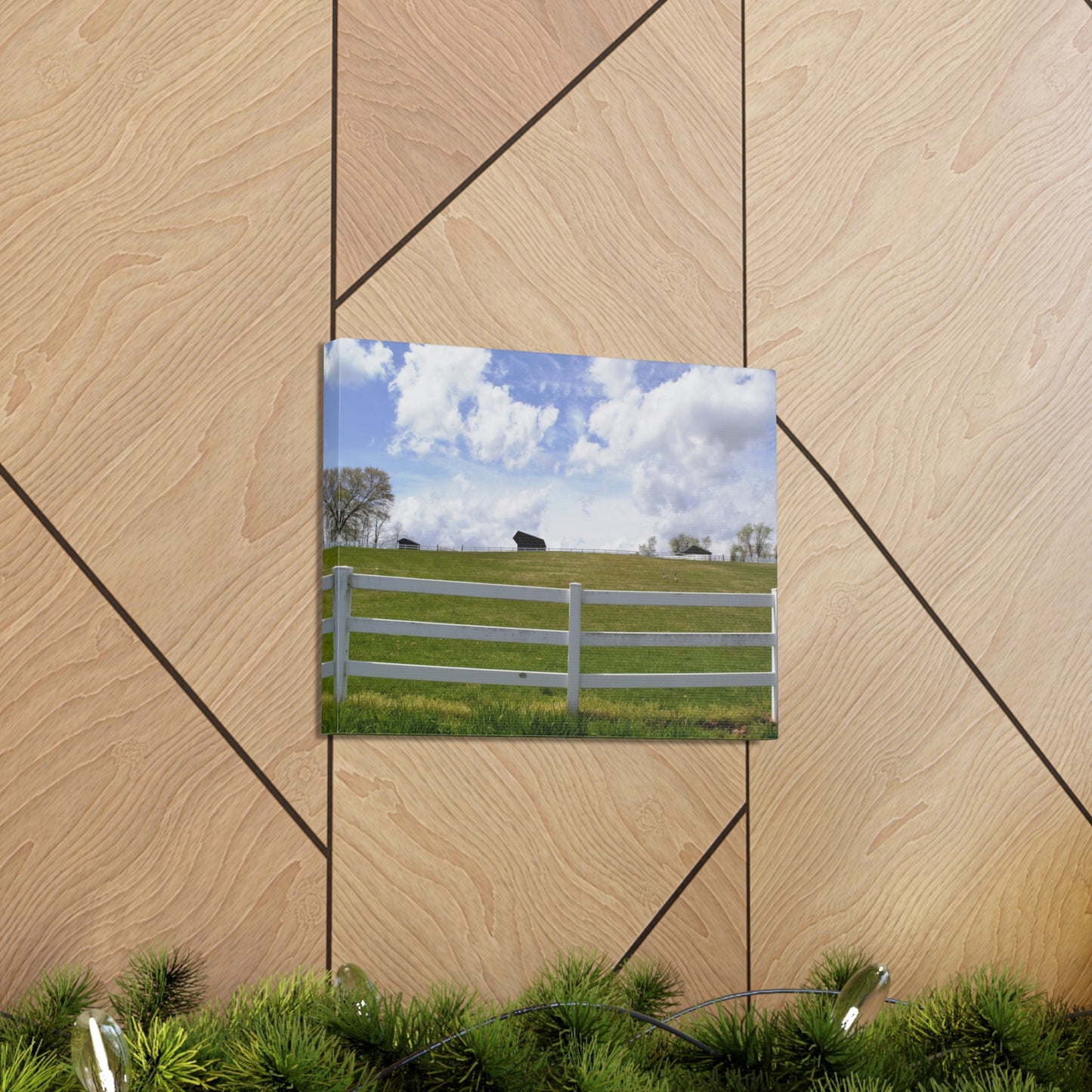 Farm Scene with White Fence Canvas