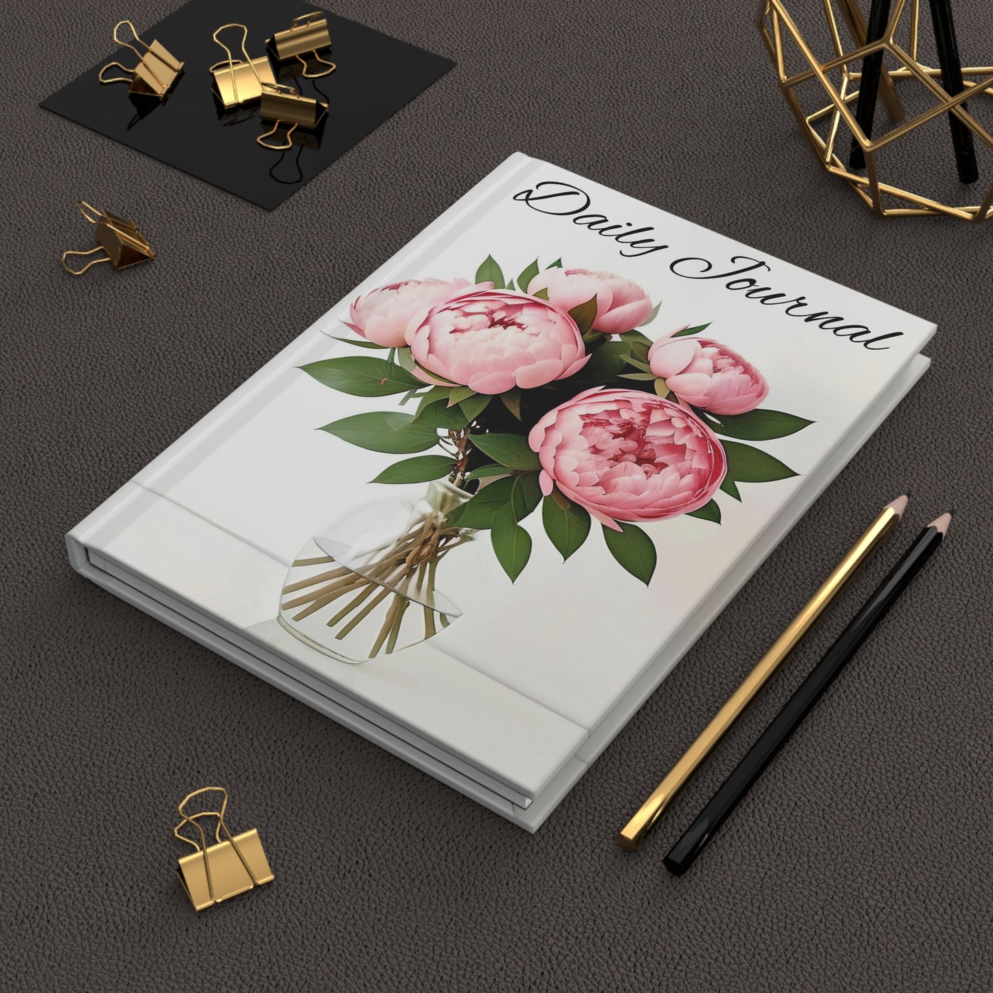 Peonies in a Vase Hardcover Journal