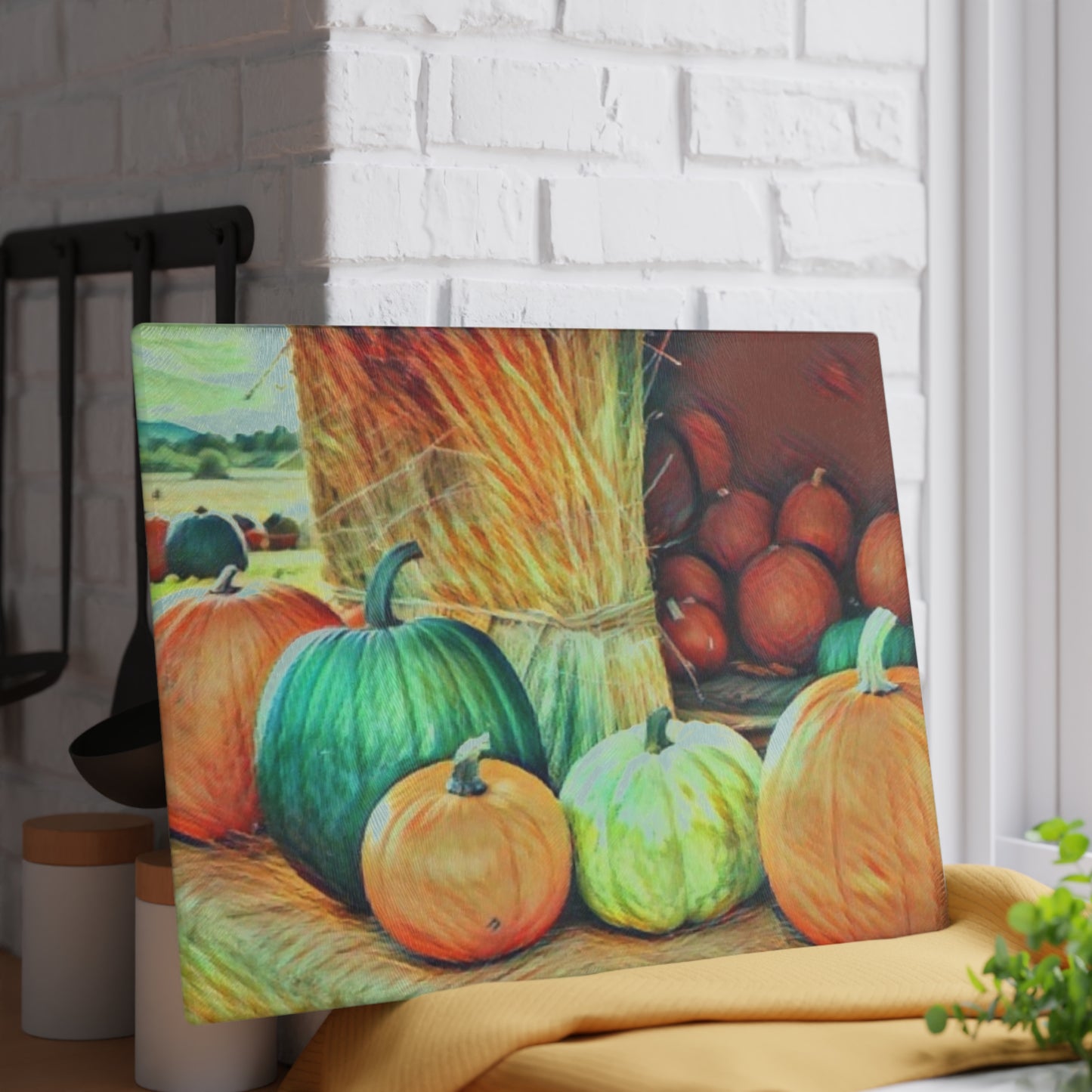 Fall Pumpkin Glass Cutting Board