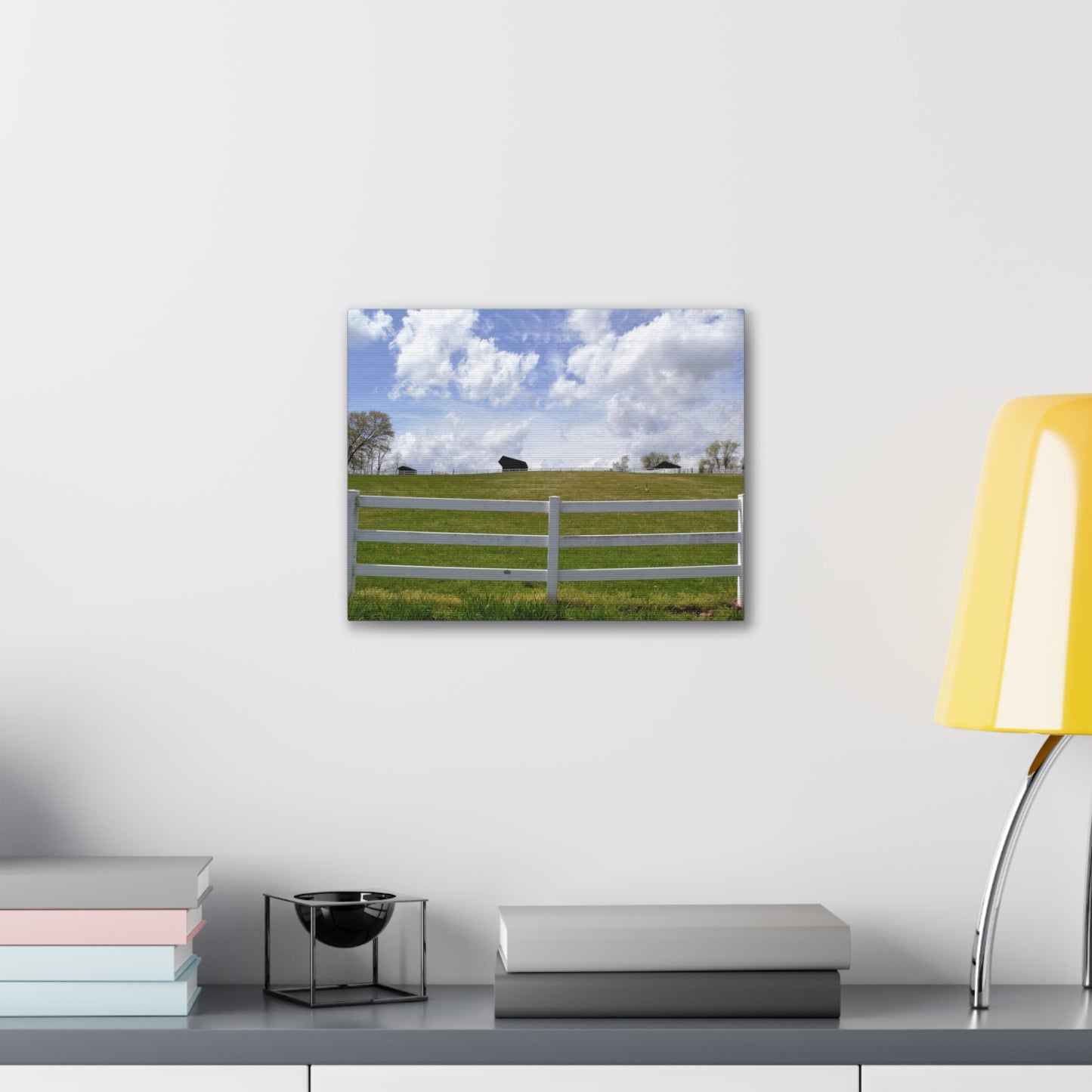 Farm Scene with White Fence Canvas