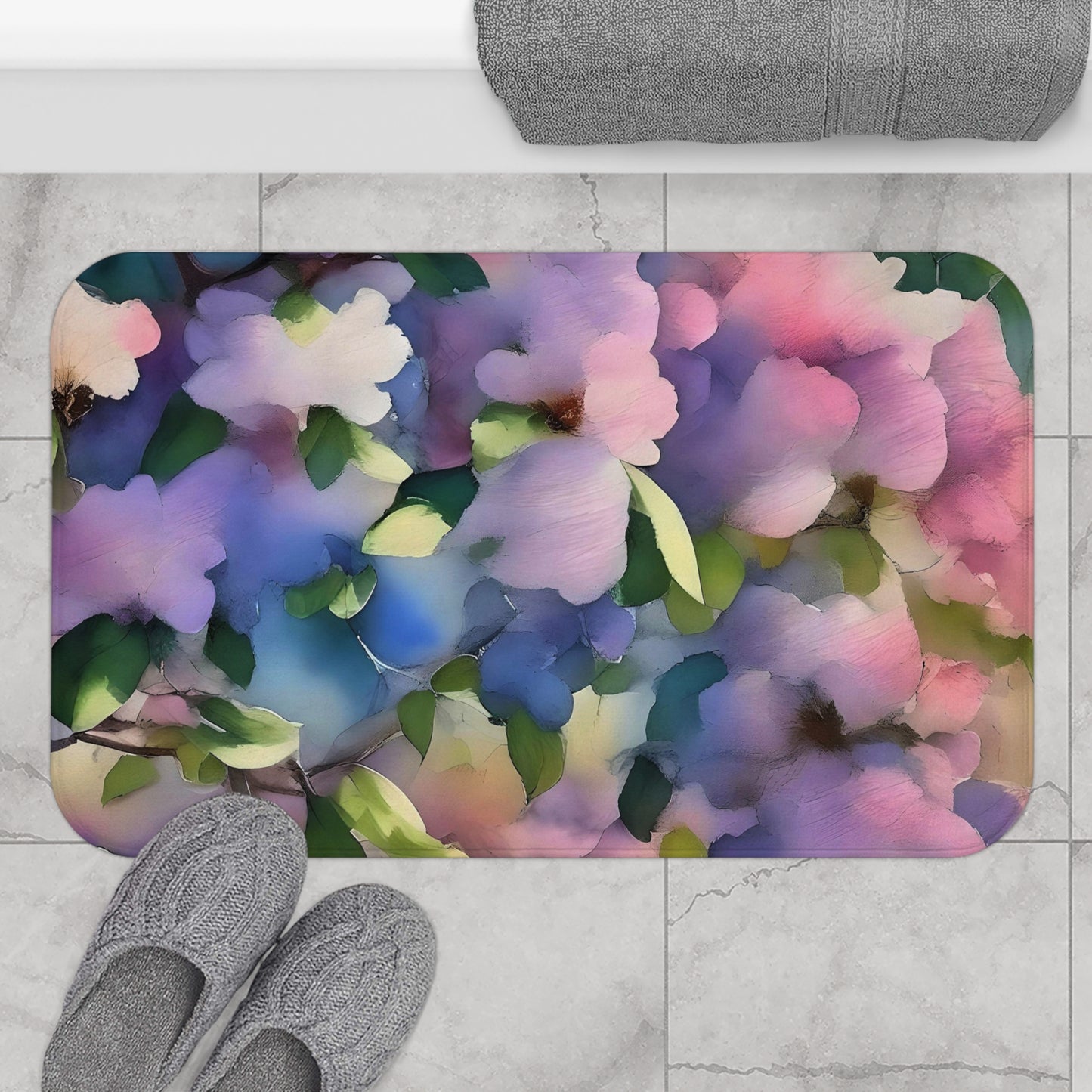 Impressionistic Floral  Bath Mat