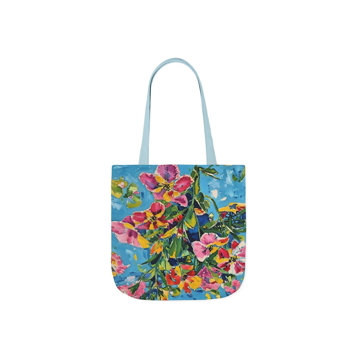 Floral Canvas Tote Bag — Bright Watercolor Garden Print