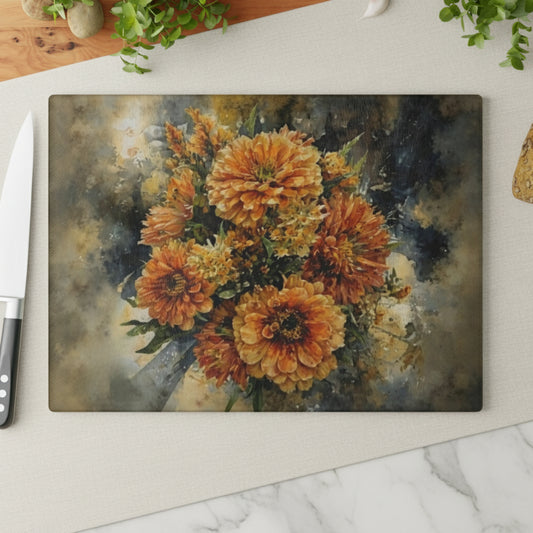 Glass Cutting Board | Exploding Fall Bouquet