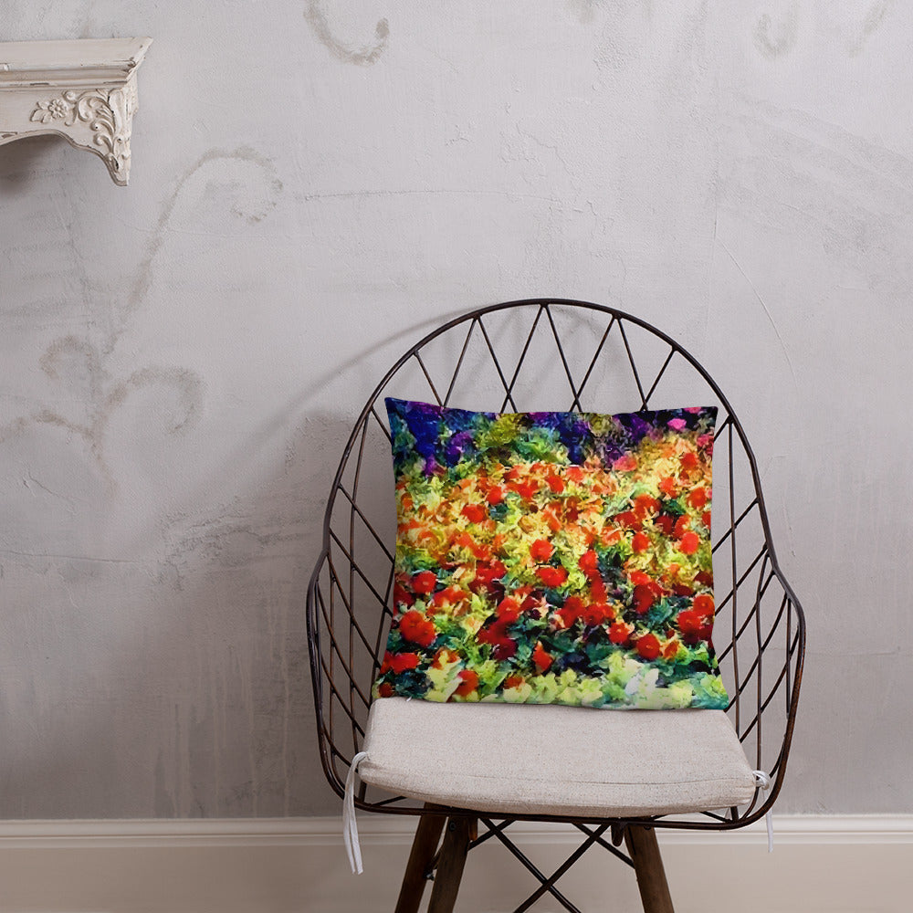 Impressionistic Spring Flowers Accent Pillow