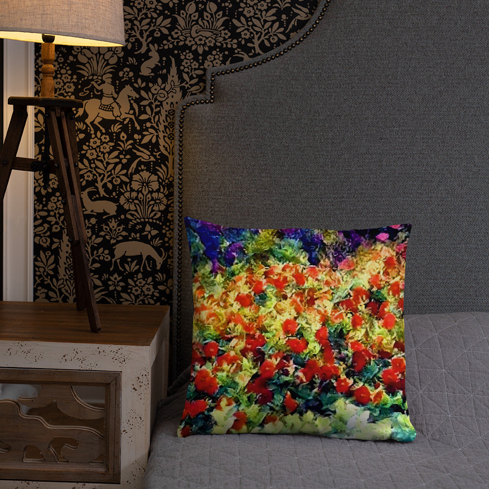 Impressionistic Spring Flowers Accent Pillow