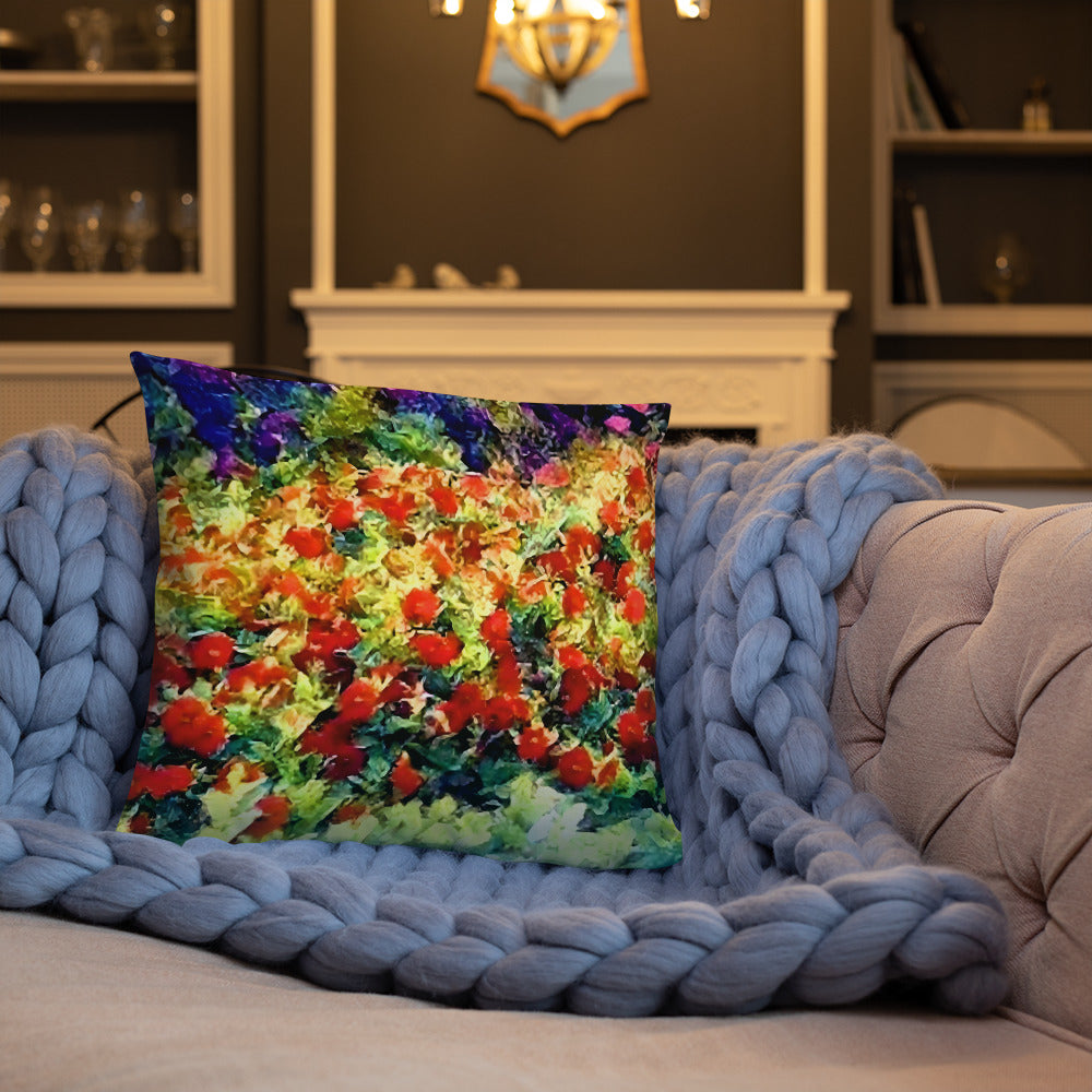 Impressionistic Spring Flowers Accent Pillow