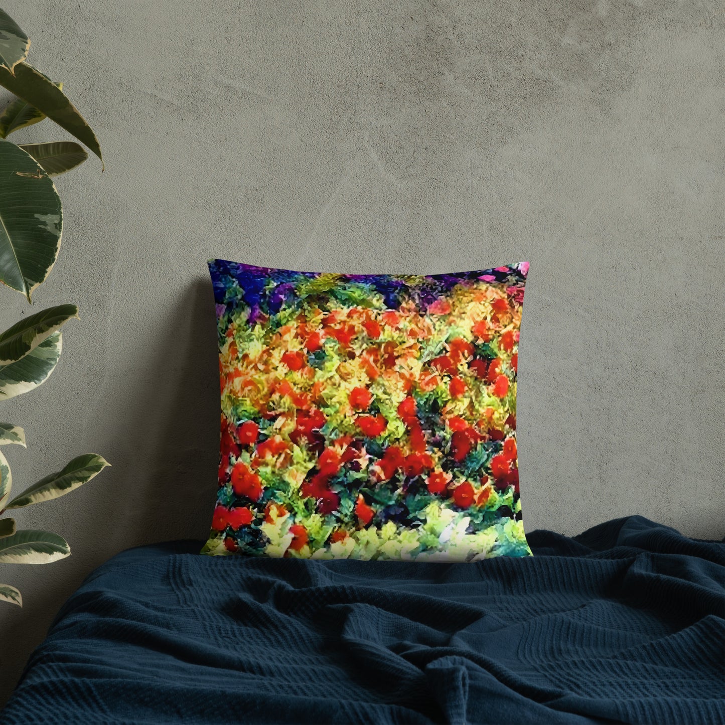 Impressionistic Spring Flowers Accent Pillow