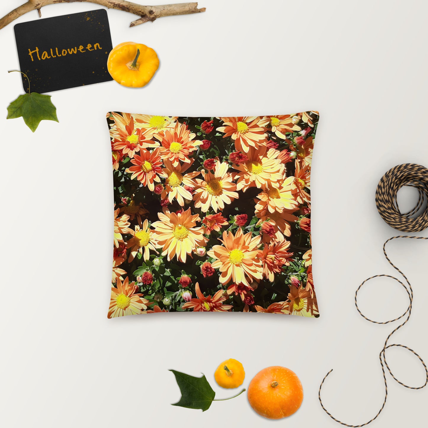 Fall Asters Flower Accent Pillow