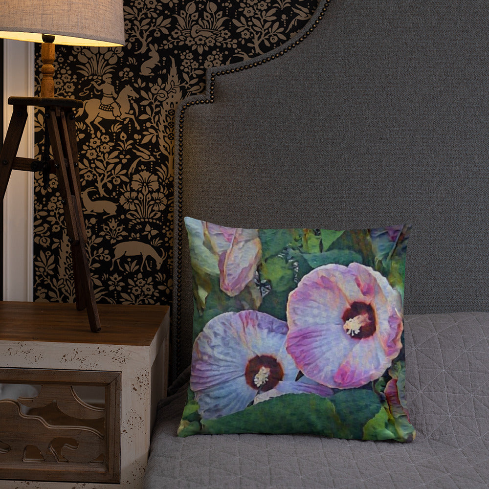 Flowering Hibiscus Boho Accent Pillow