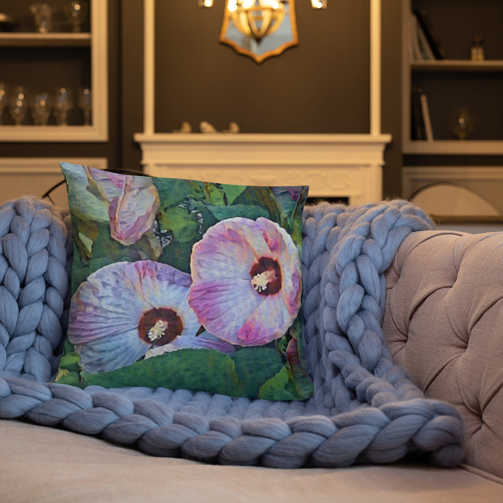 Flowering Hibiscus Boho Accent Pillow