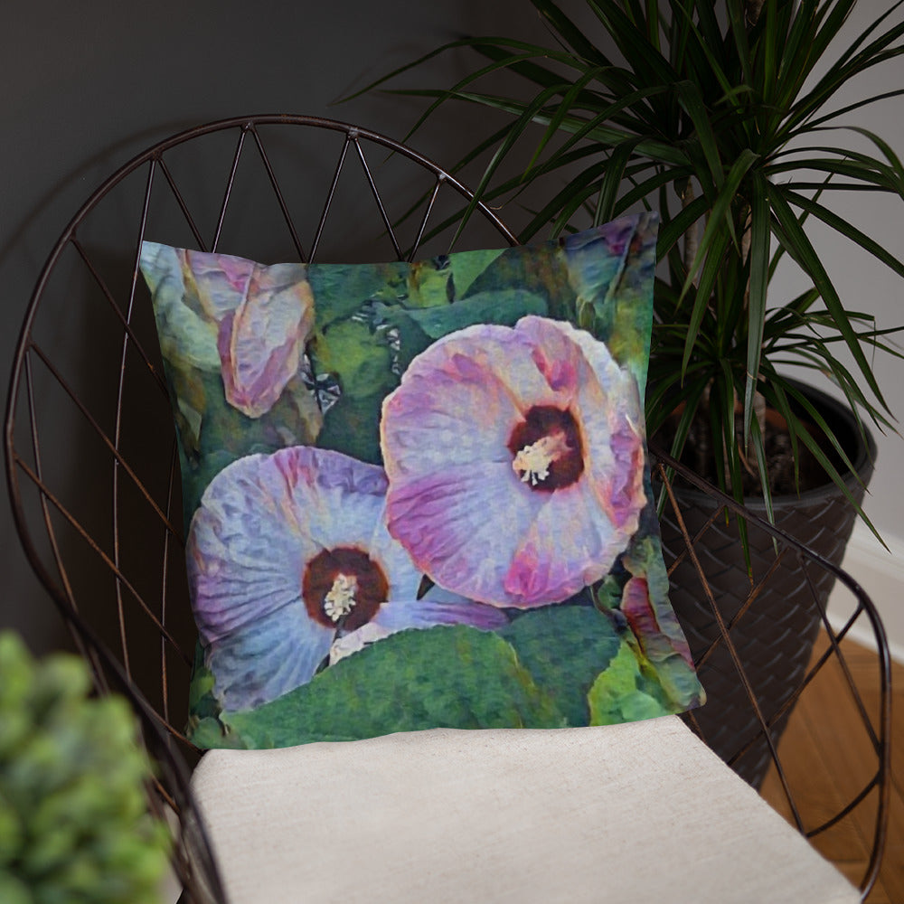 Flowering Hibiscus Boho Accent Pillow