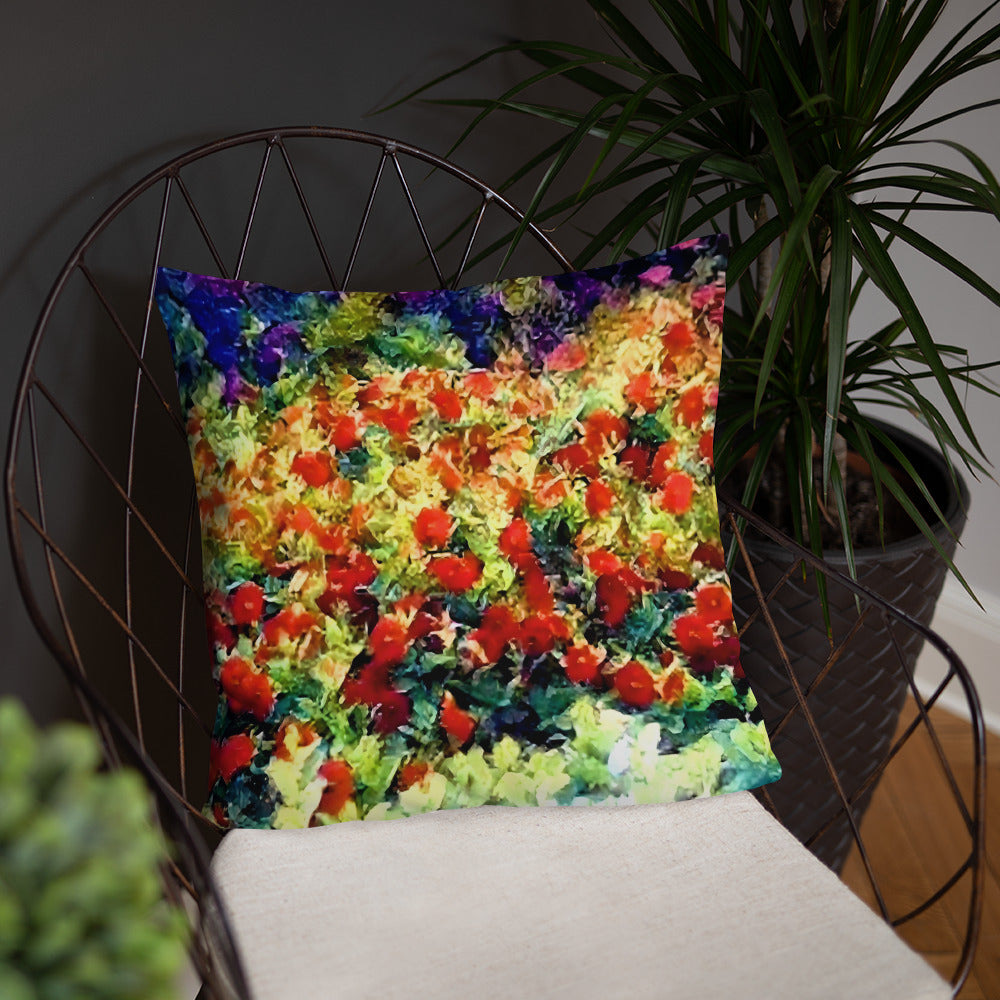 Impressionistic Spring Flowers Accent Pillow