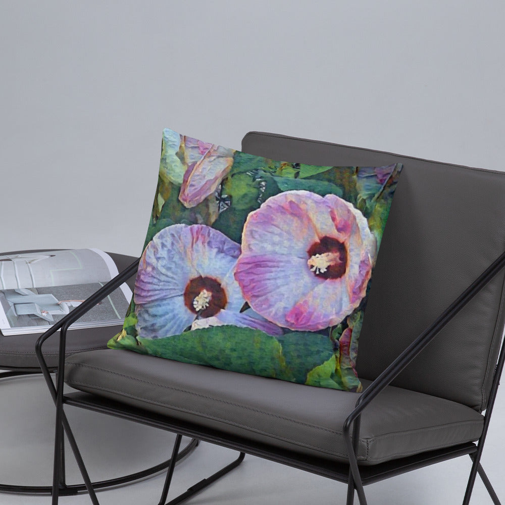 Flowering Hibiscus Boho Accent Pillow