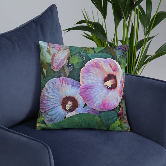 Flowering Hibiscus Boho Accent Pillow