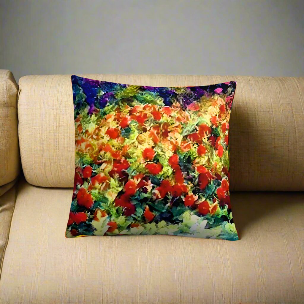 Impressionistic Spring Flowers Accent Pillow