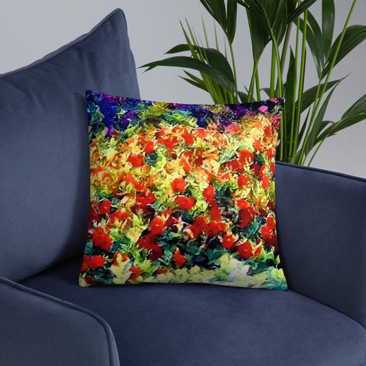 Impressionistic Spring Flowers Accent Pillow