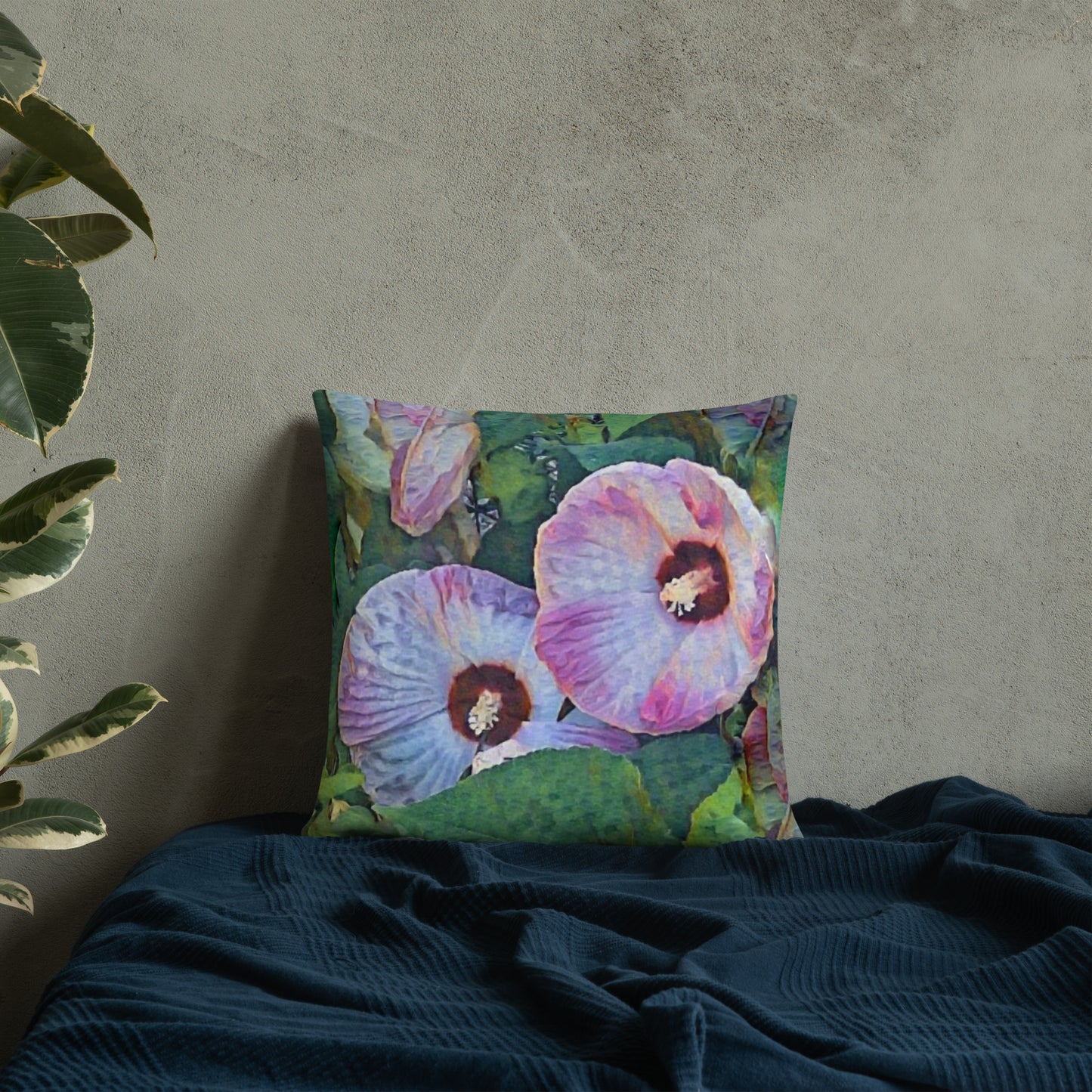 Flowering Hibiscus Boho Accent Pillow