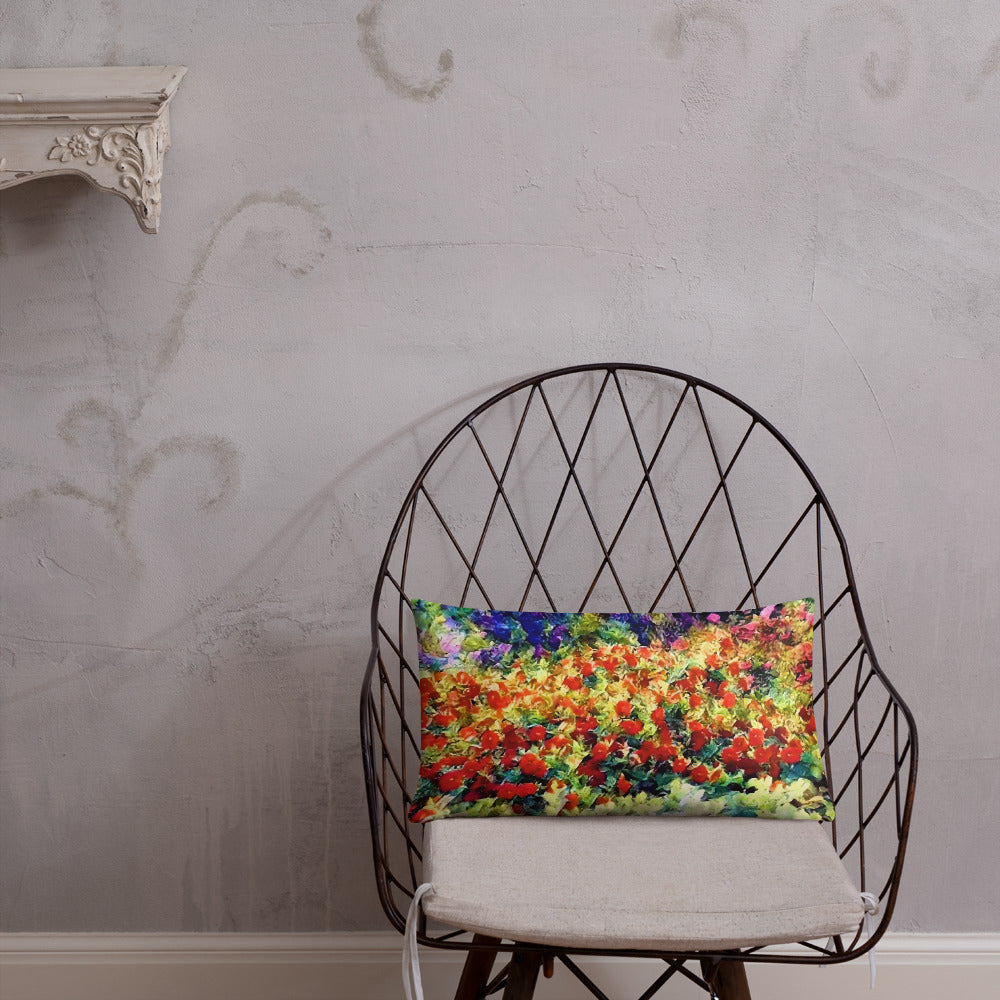 Impressionistic Spring Flowers Accent Pillow