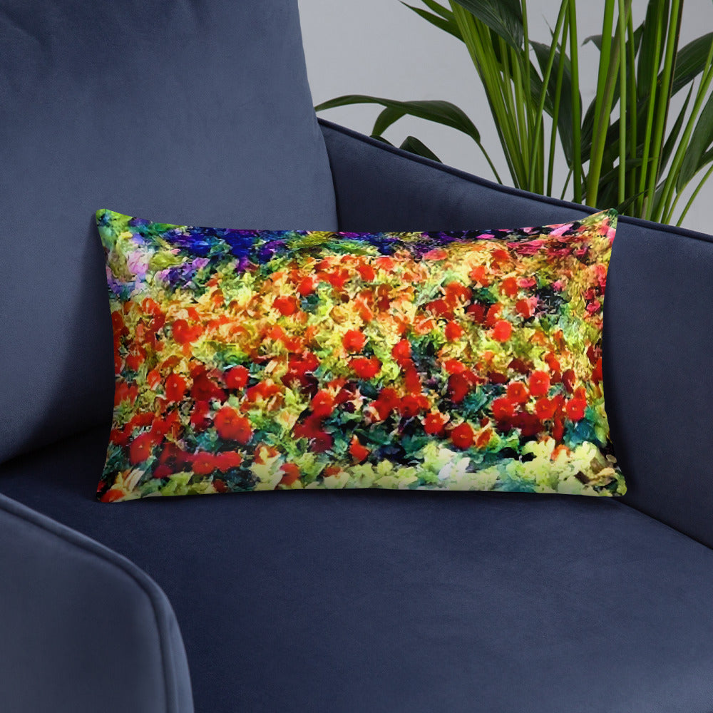 Impressionistic Spring Flowers Accent Pillow