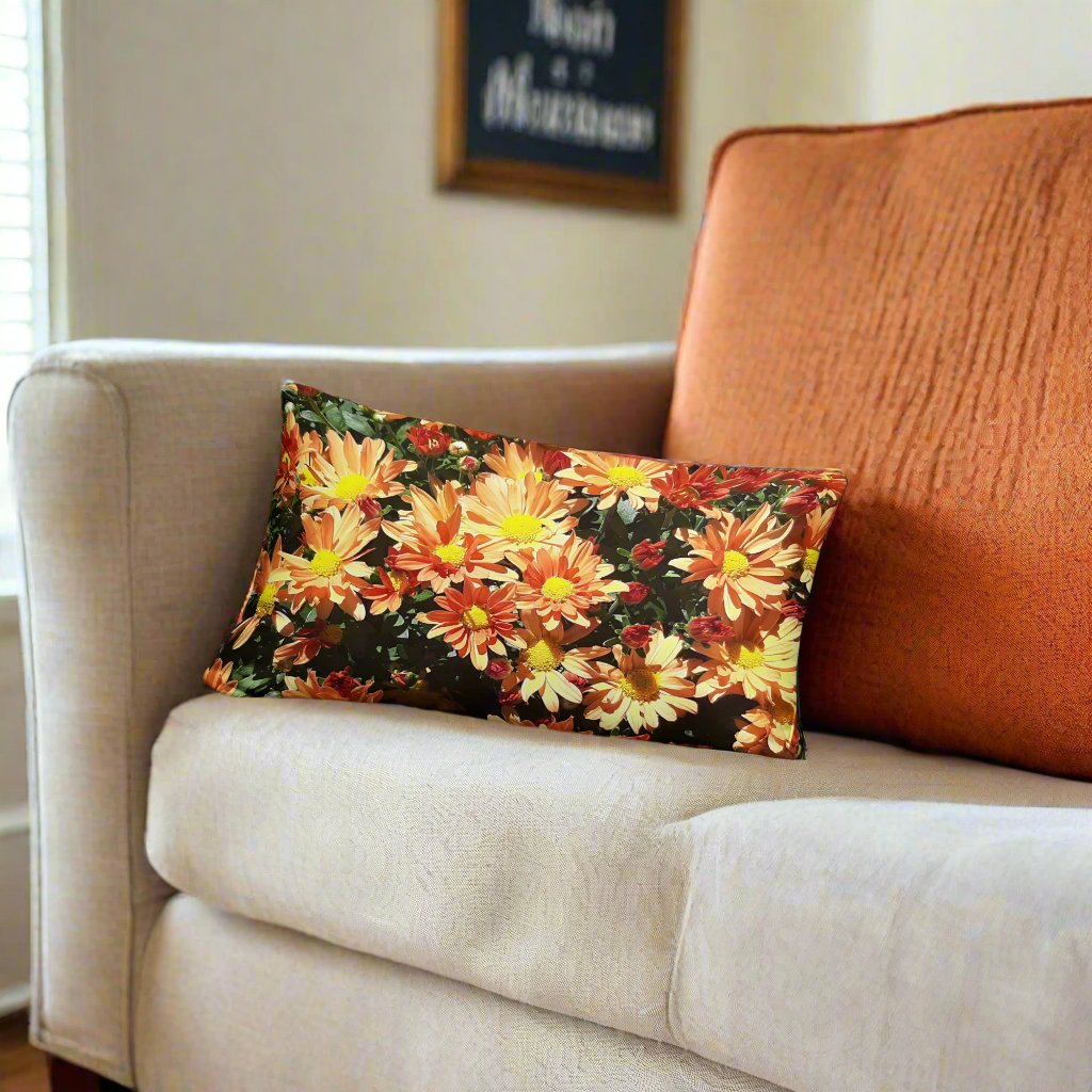 Fall Asters Flower Accent Pillow