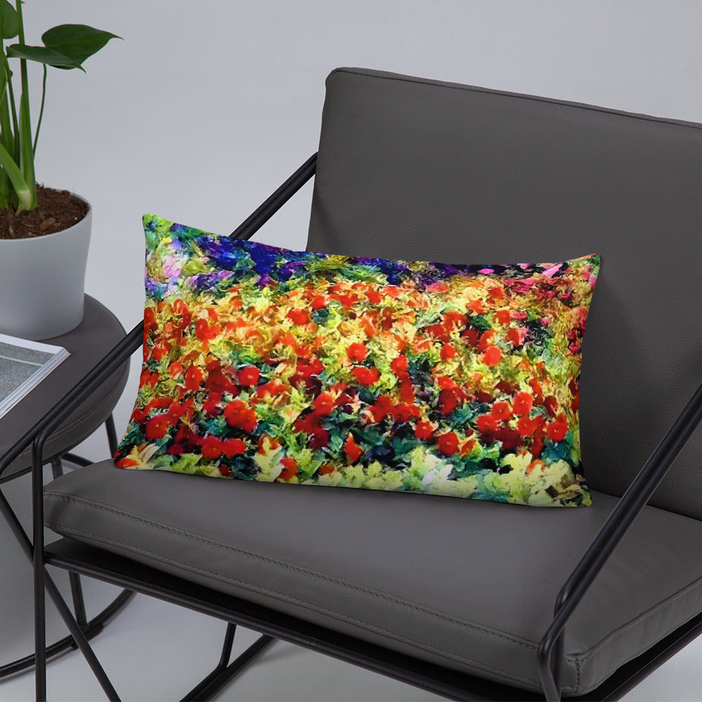 Impressionistic Spring Flowers Accent Pillow