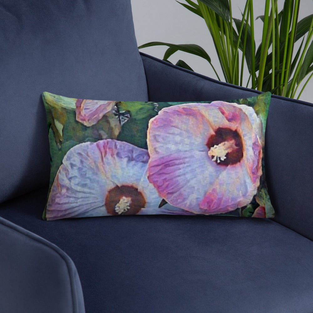 Flowering Hibiscus Boho Accent Pillow