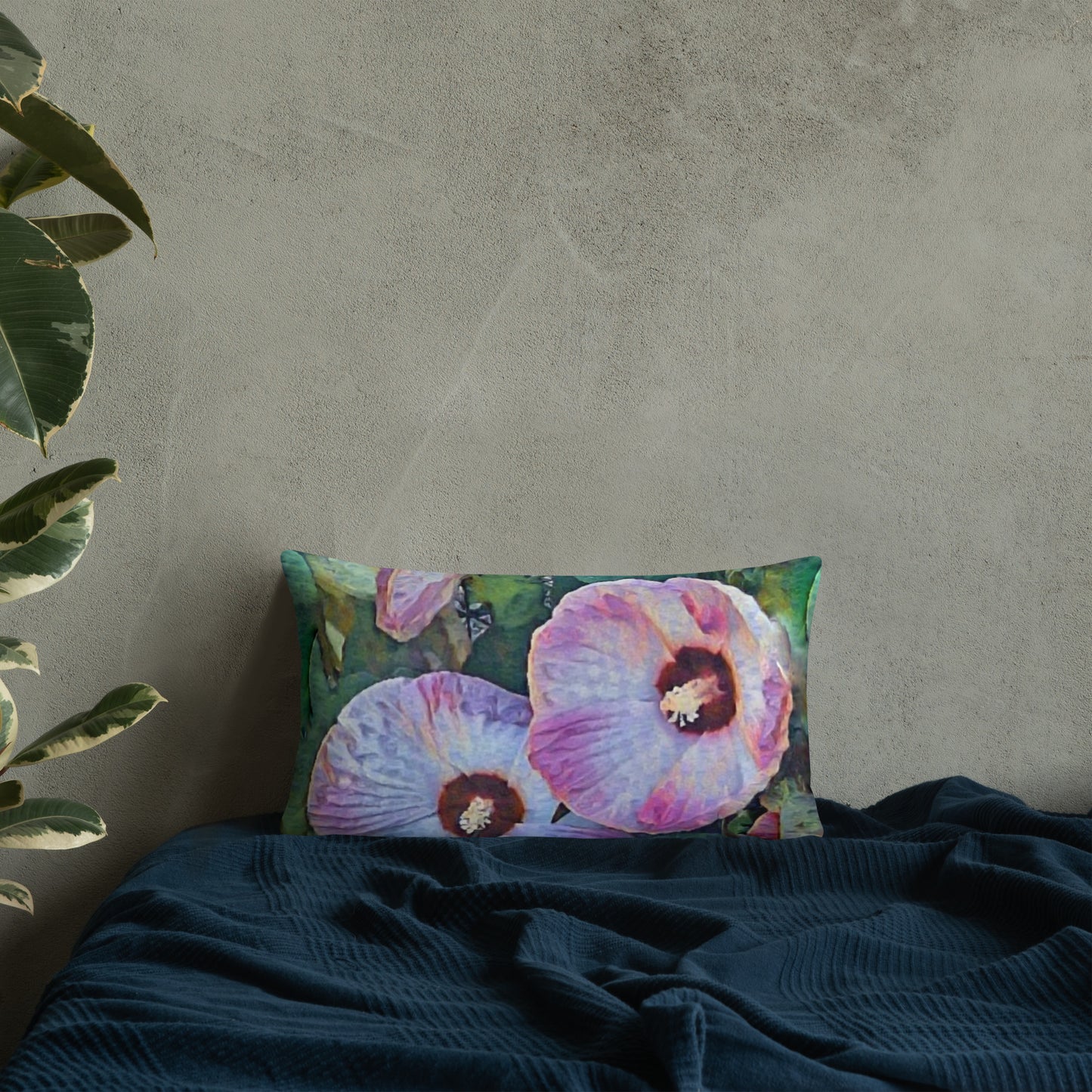 Flowering Hibiscus Boho Accent Pillow