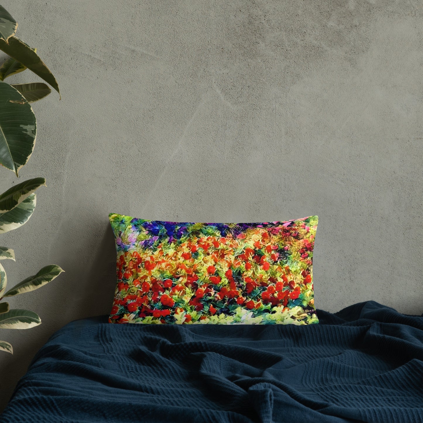 Impressionistic Spring Flowers Accent Pillow