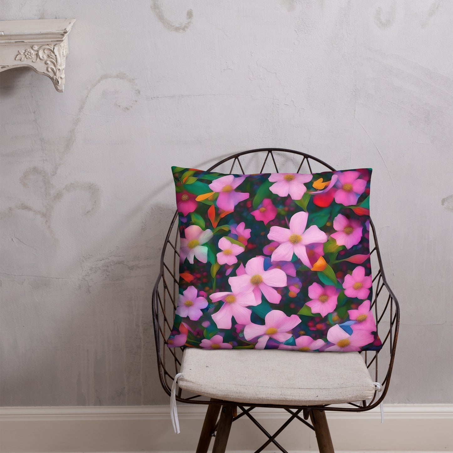 Lovely Pink Floral Accent Pillow