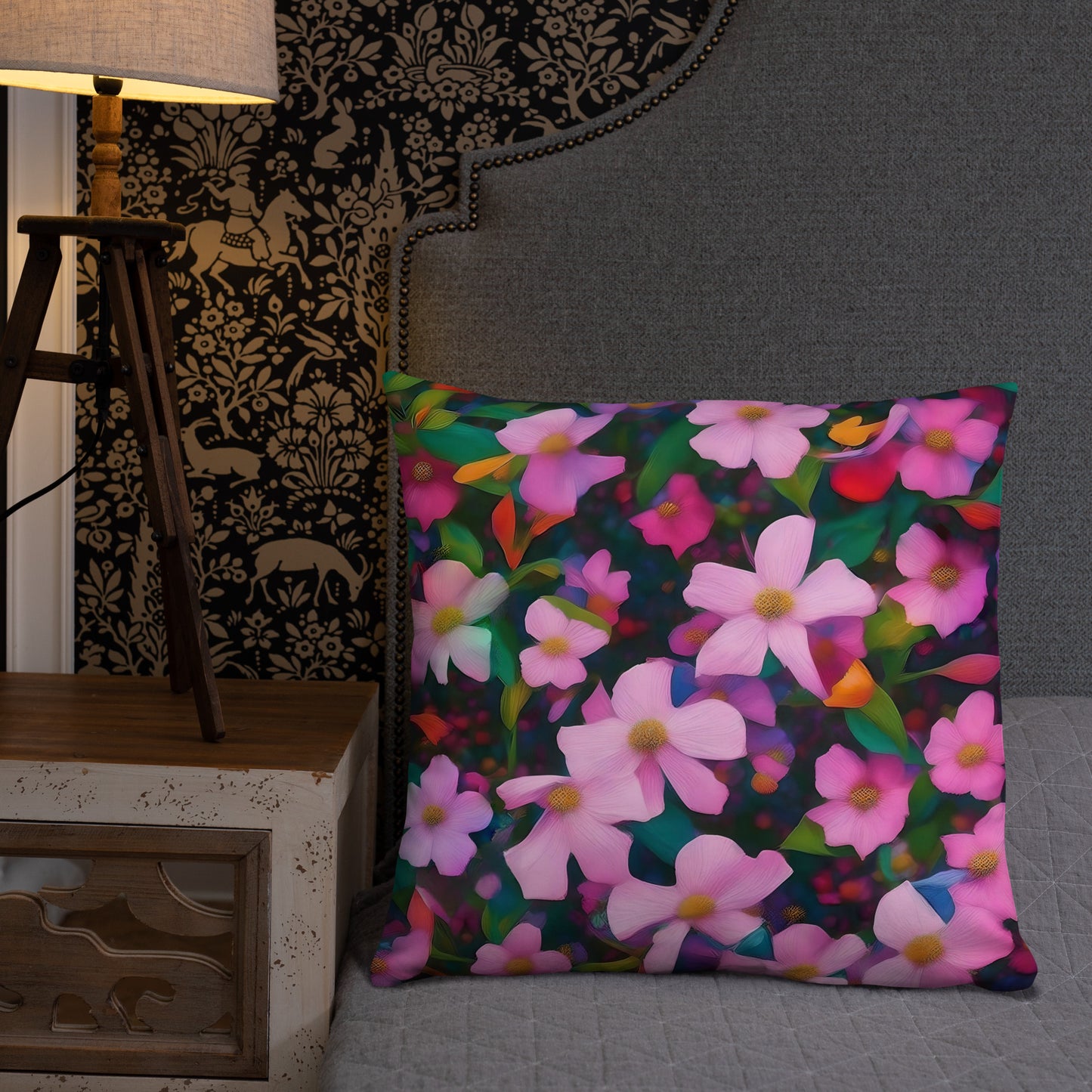 Lovely Pink Floral Accent Pillow