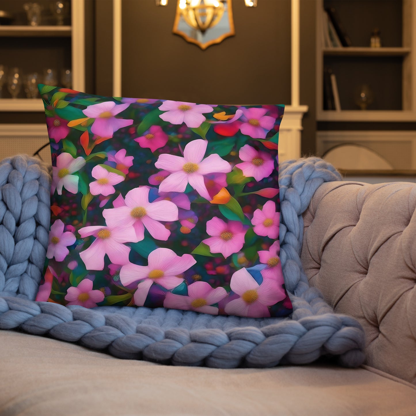 Lovely Pink Floral Accent Pillow