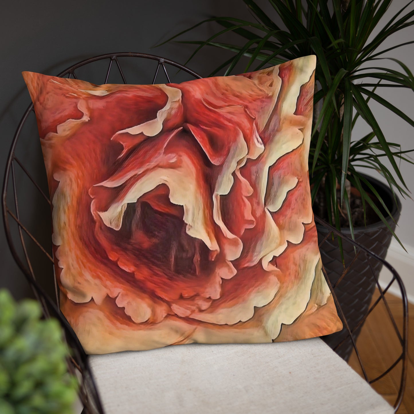 Apricot Begonia Accent Pillow-FREE SHIPPING