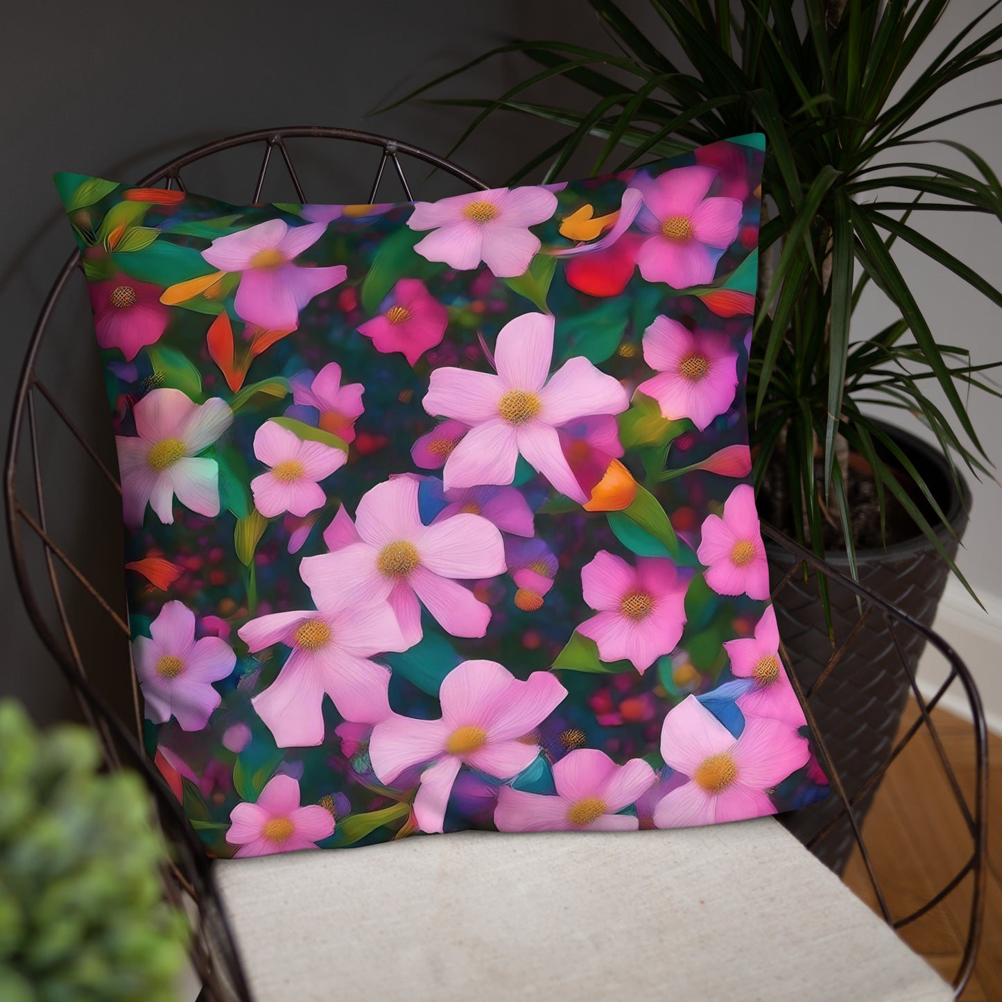 Lovely Pink Floral Accent Pillow