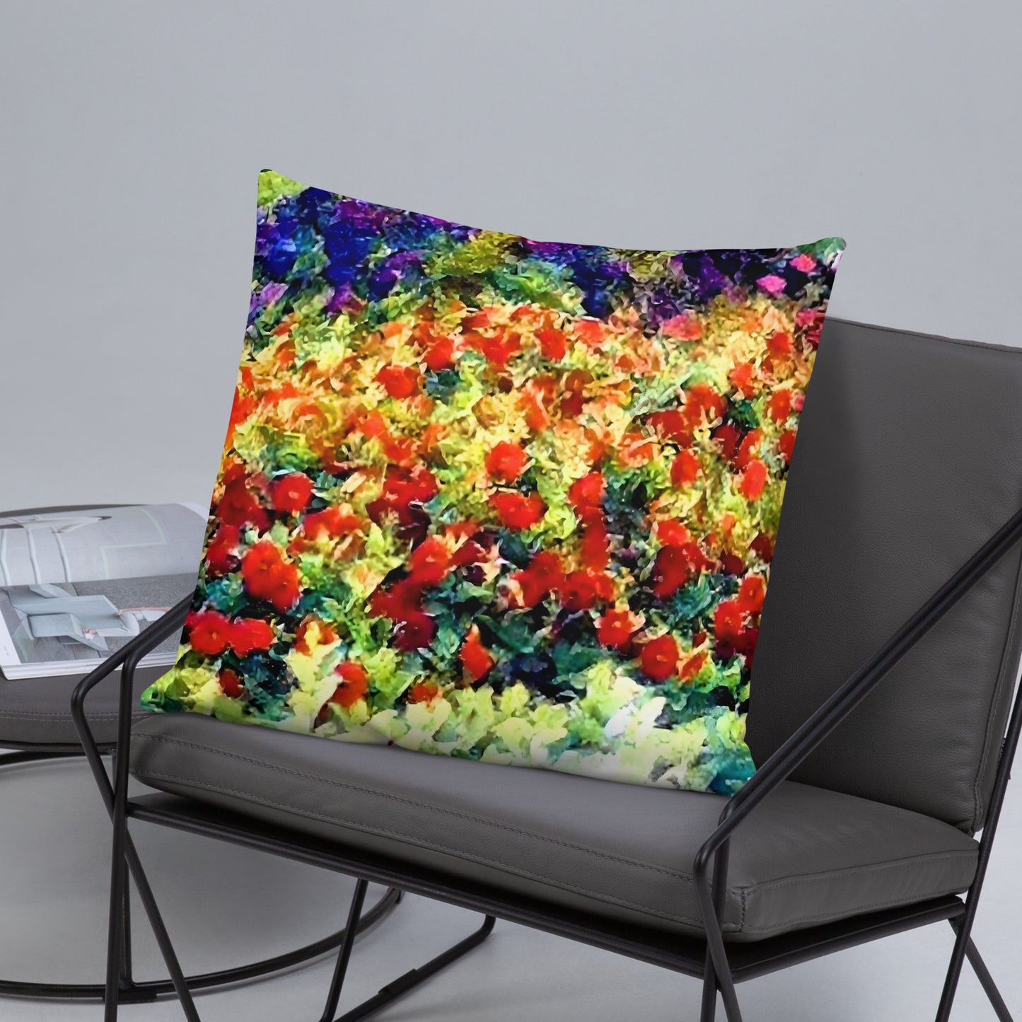 Impressionistic Spring Flowers Accent Pillow