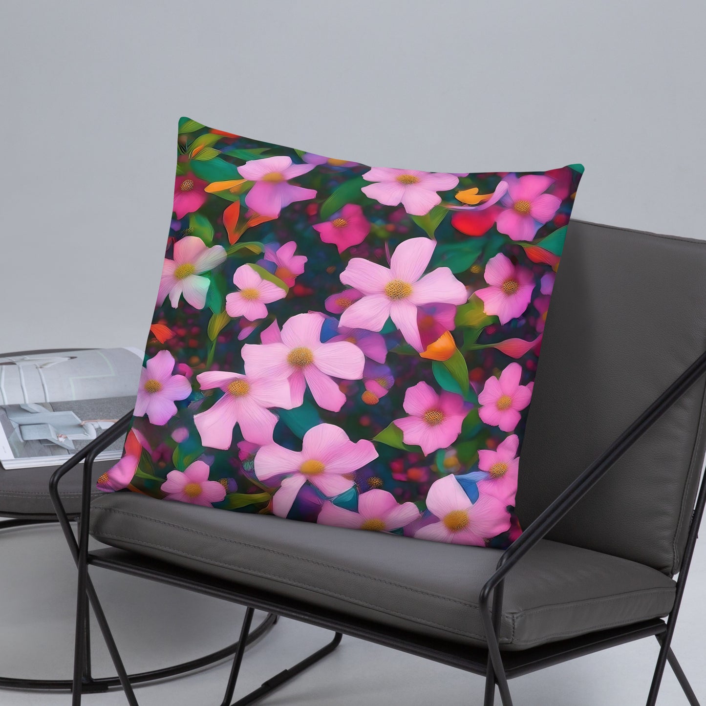 Lovely Pink Floral Accent Pillow