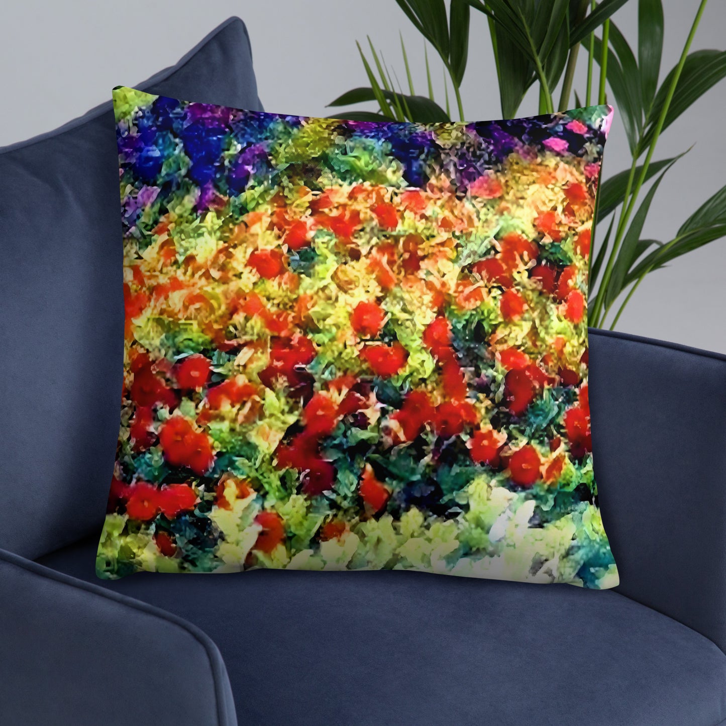 Impressionistic Spring Flowers Accent Pillow