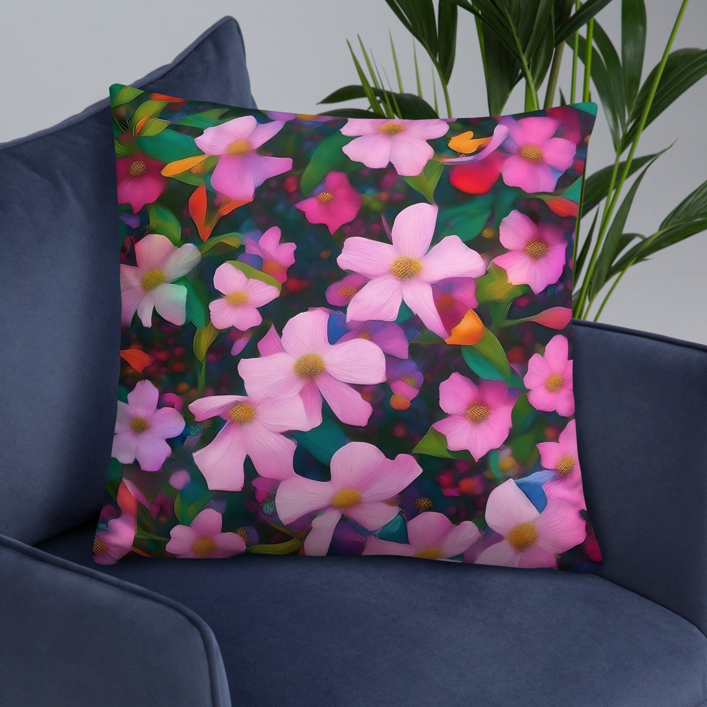 Lovely Pink Floral Accent Pillow