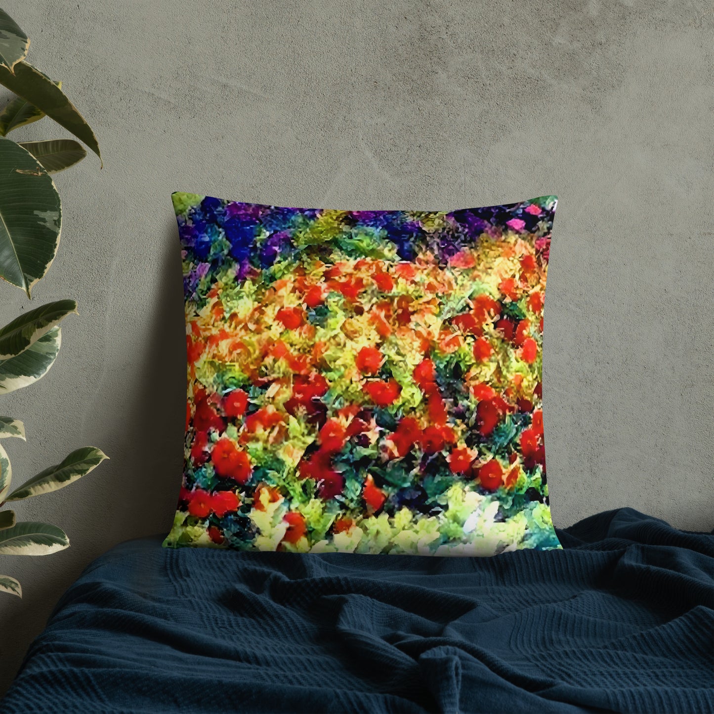 Impressionistic Spring Flowers Accent Pillow