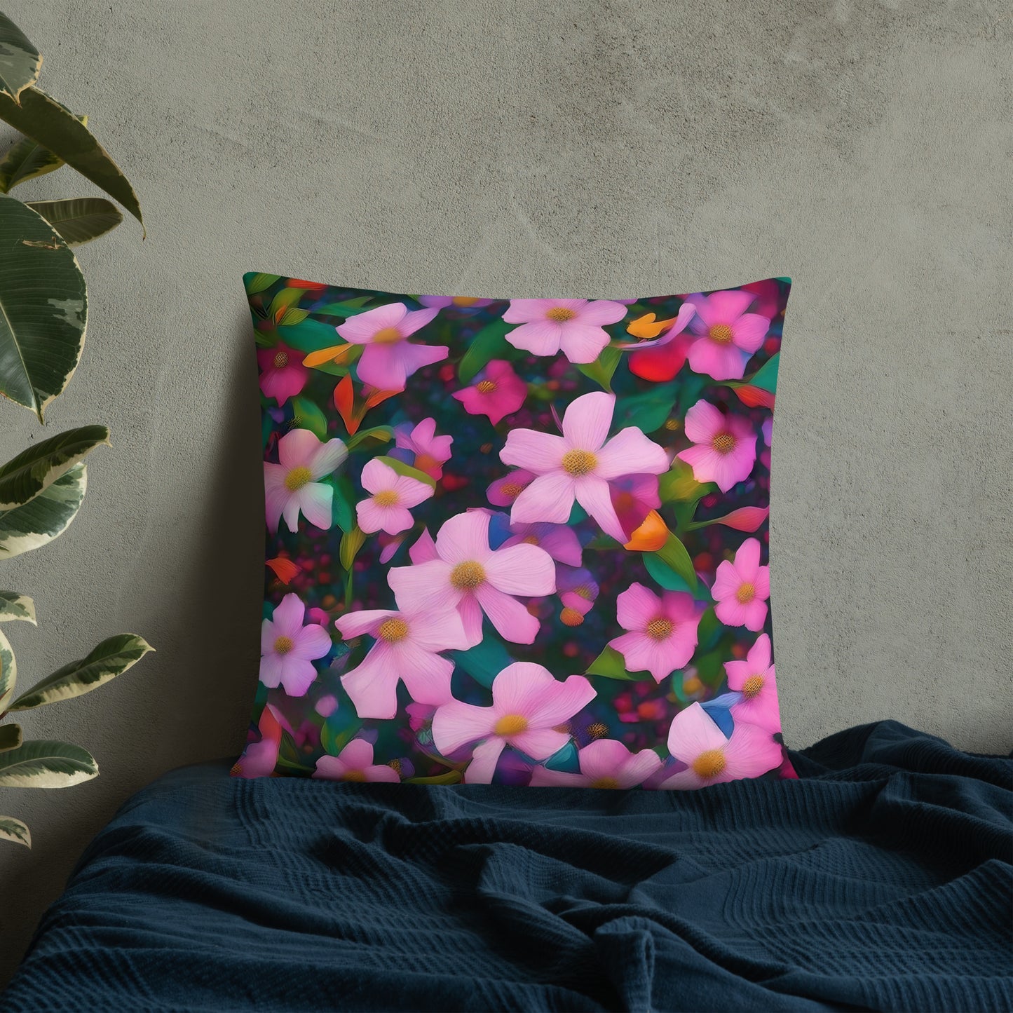 Lovely Pink Floral Accent Pillow