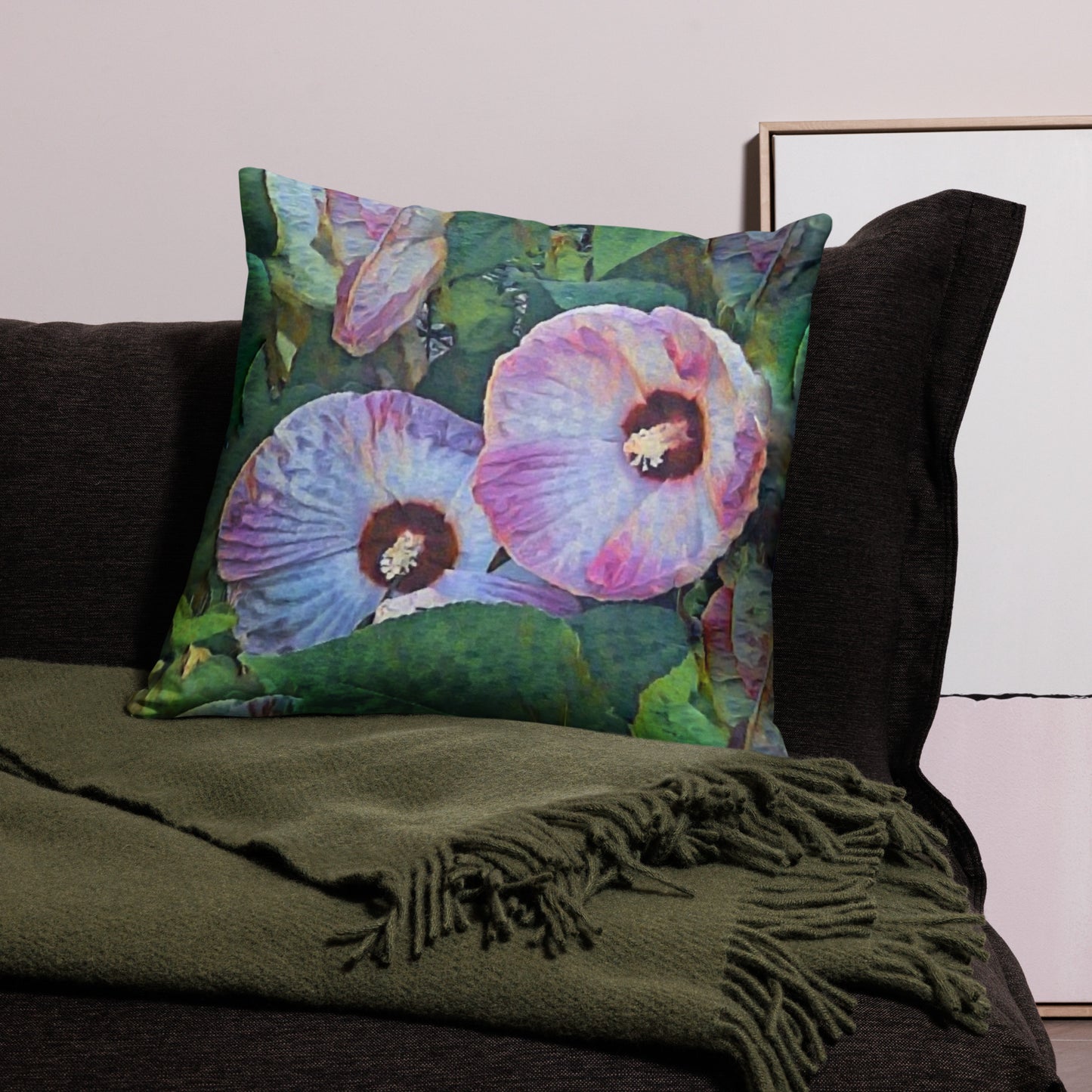 Flowering Hibiscus Boho Accent Pillow