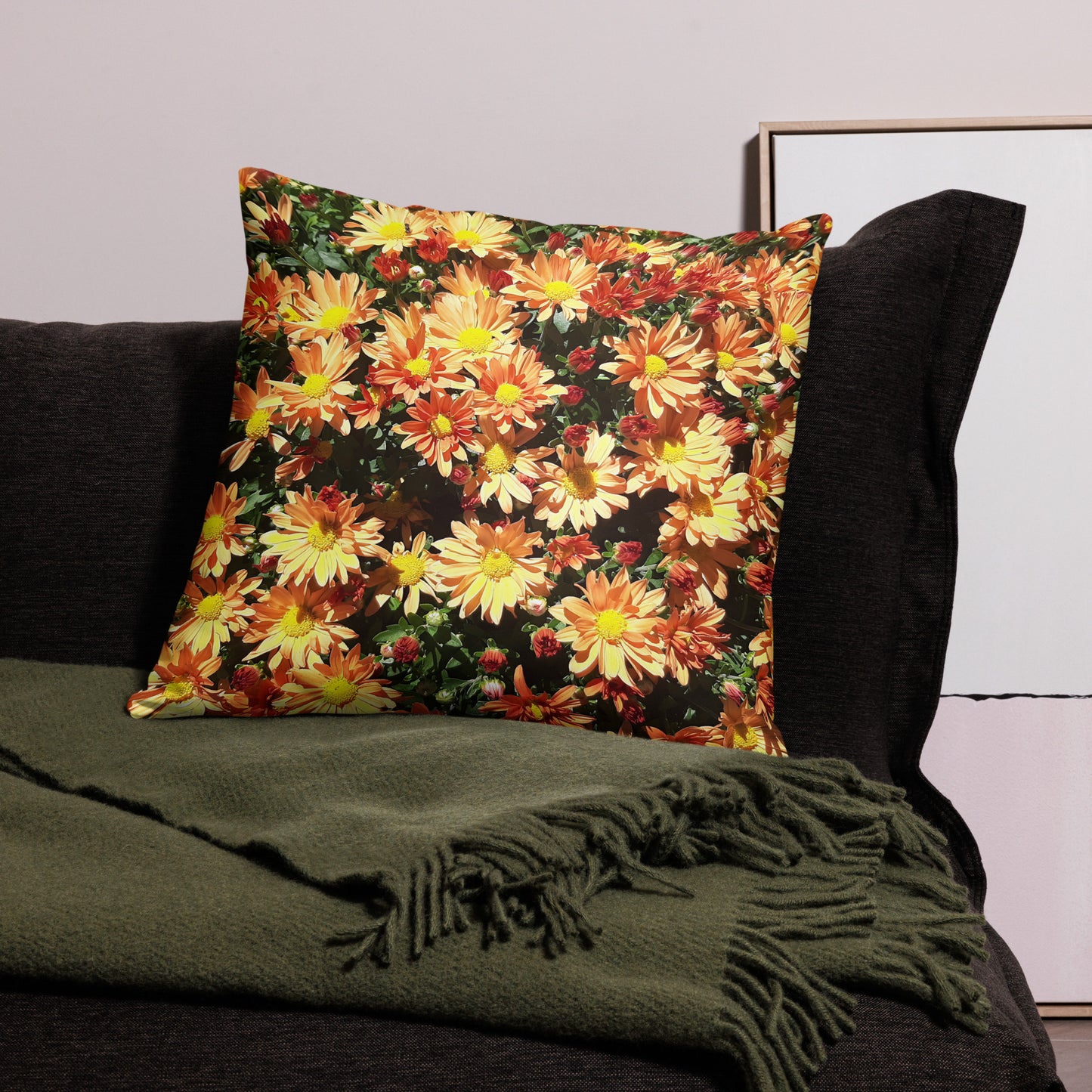 Fall Asters Flower Accent Pillow