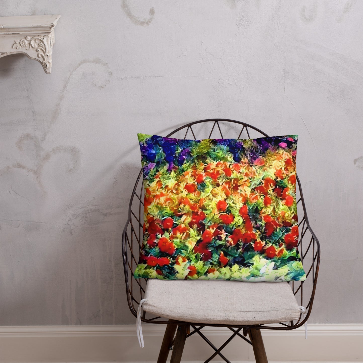 Impressionistic Spring Flowers Accent Pillow