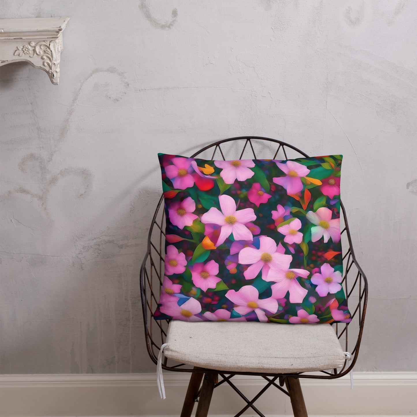 Lovely Pink Floral Accent Pillow