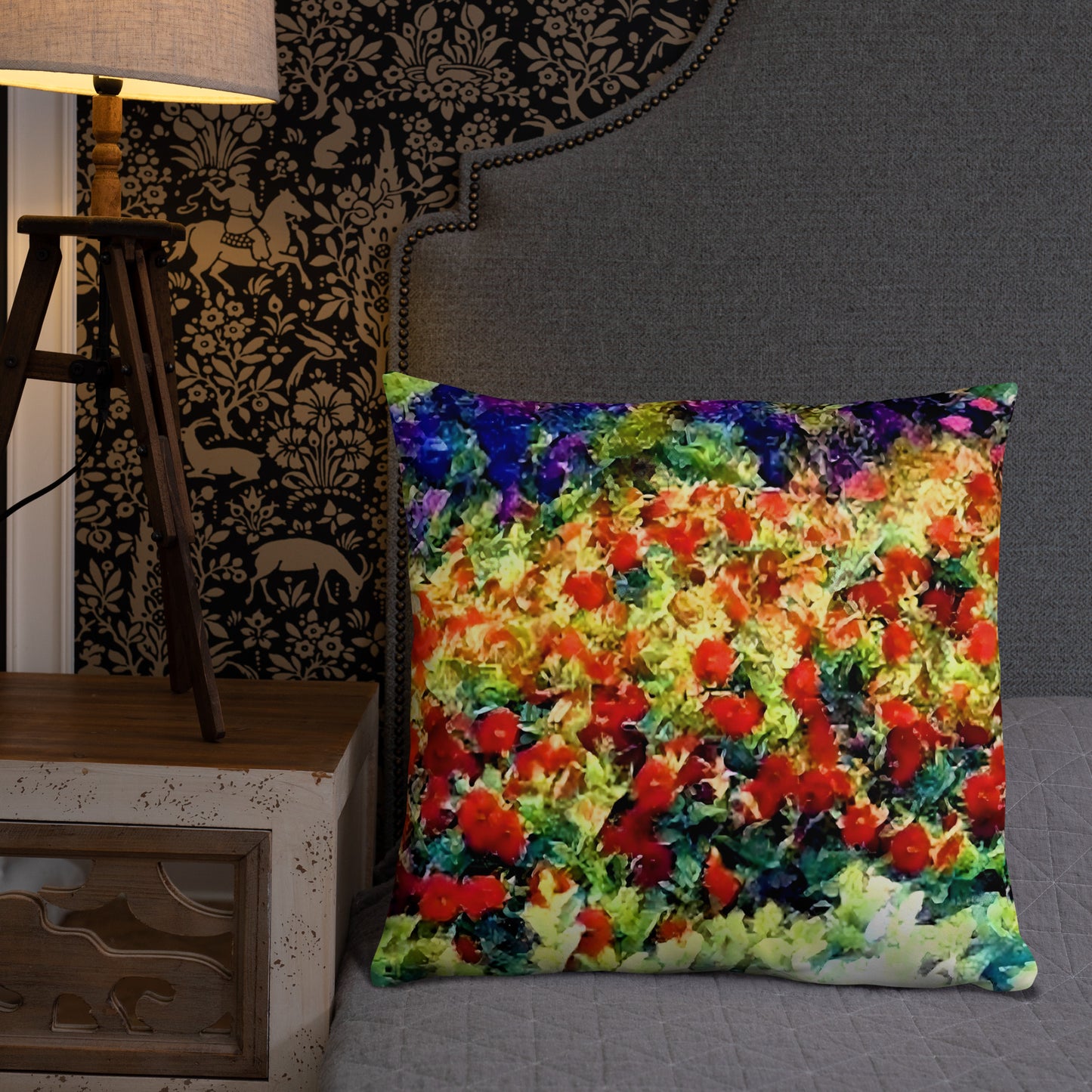 Impressionistic Spring Flowers Accent Pillow