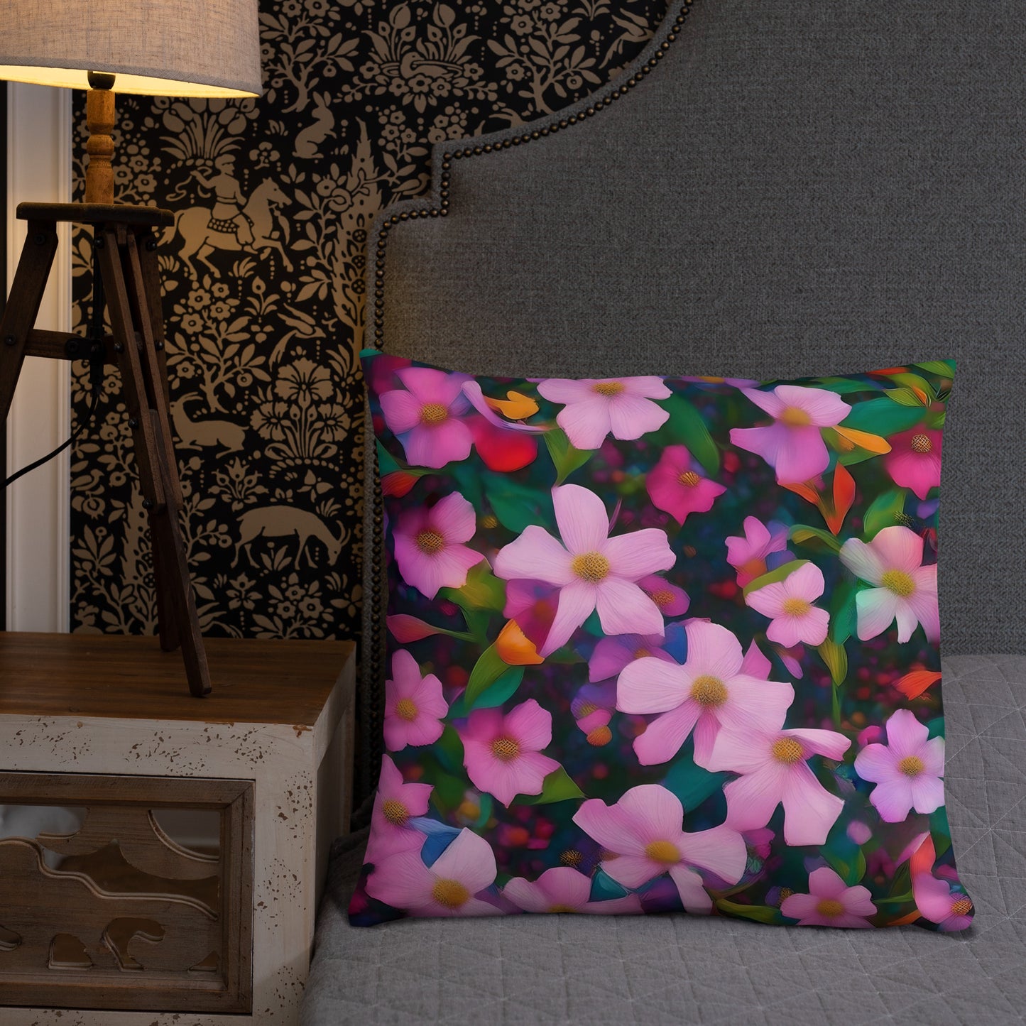 Lovely Pink Floral Accent Pillow