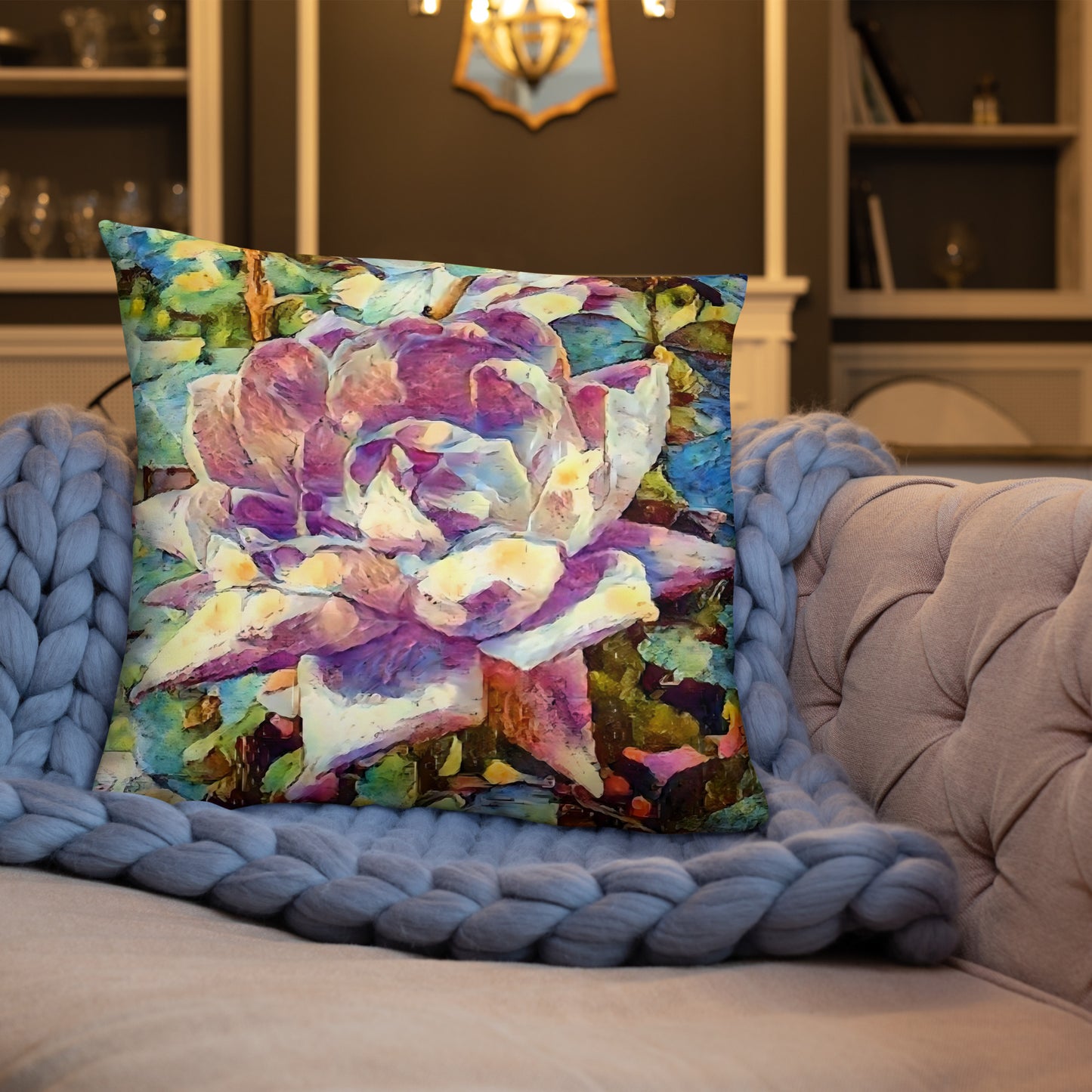 Rosy Impressionistic Accent Pillow-FREE SHIPPING