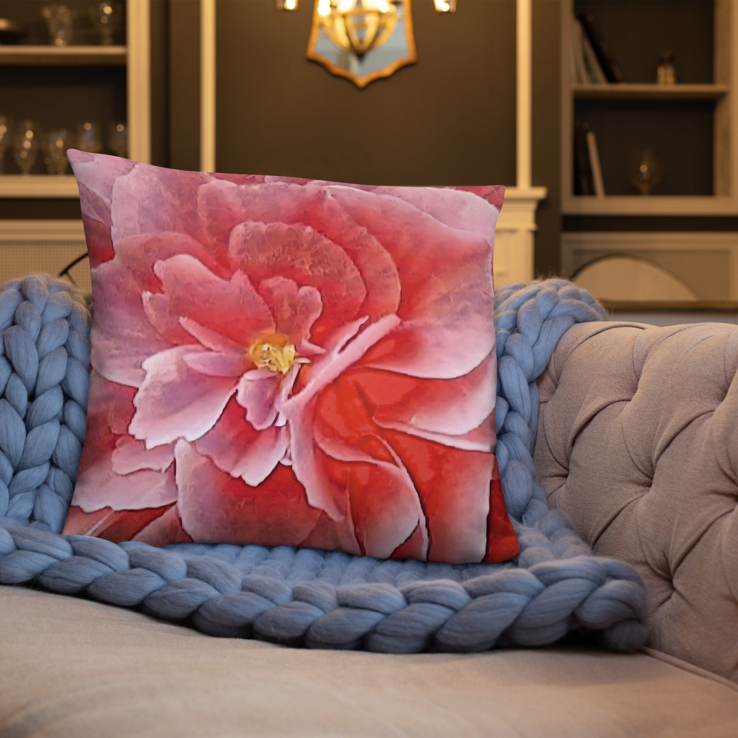 Pink Begonia Accent Pillow-FREE SHIPPING