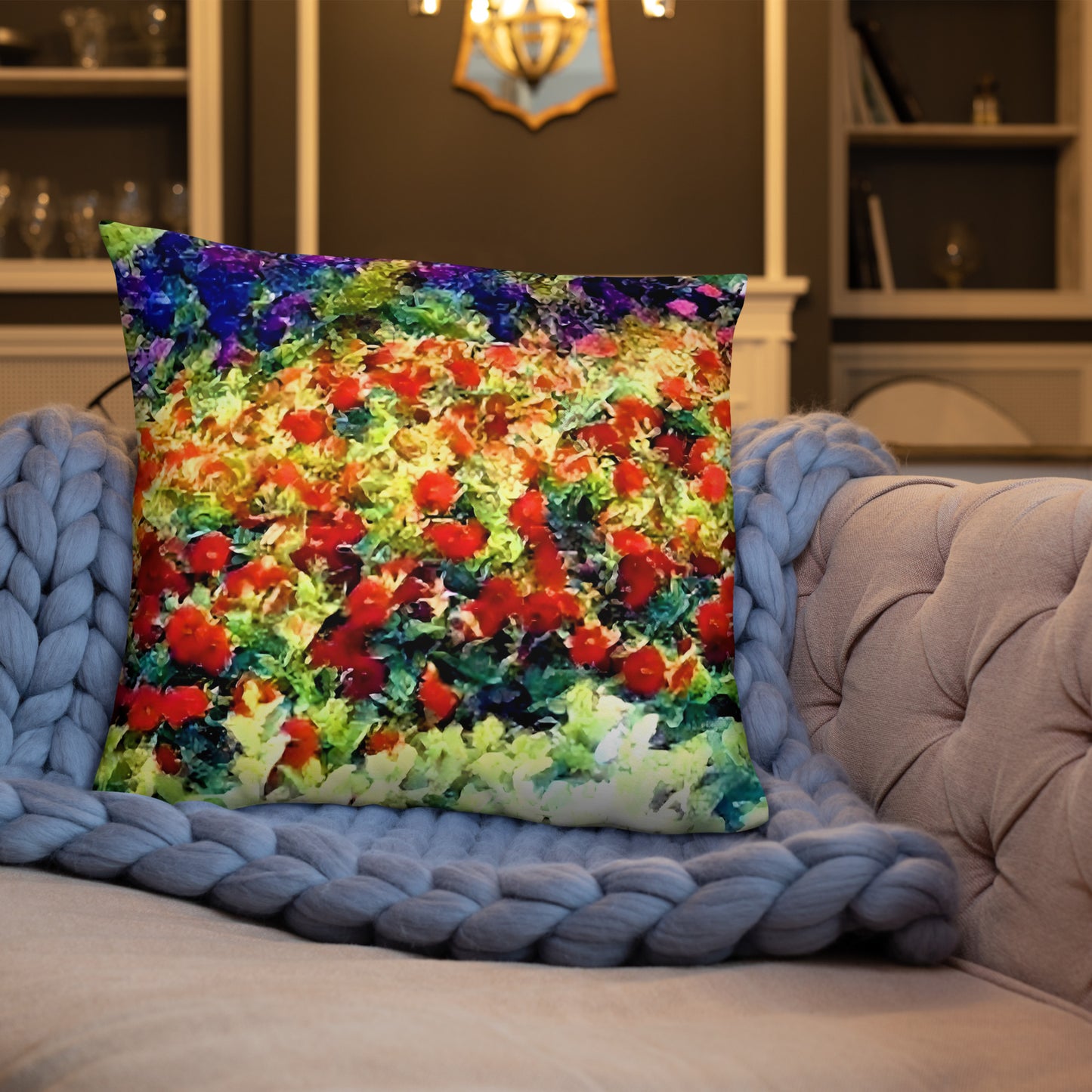 Impressionistic Spring Flowers Accent Pillow