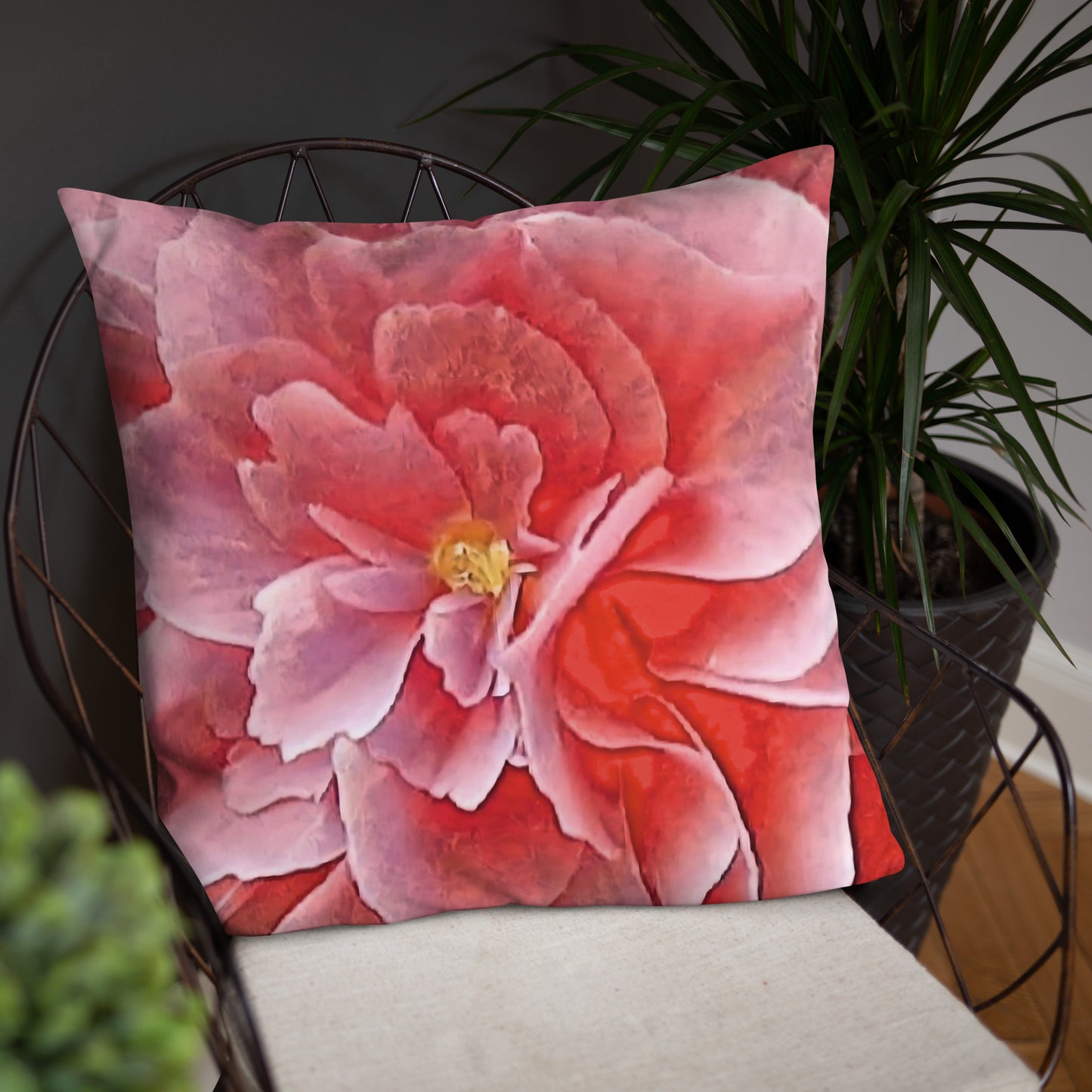 Pink Begonia Accent Pillow-FREE SHIPPING