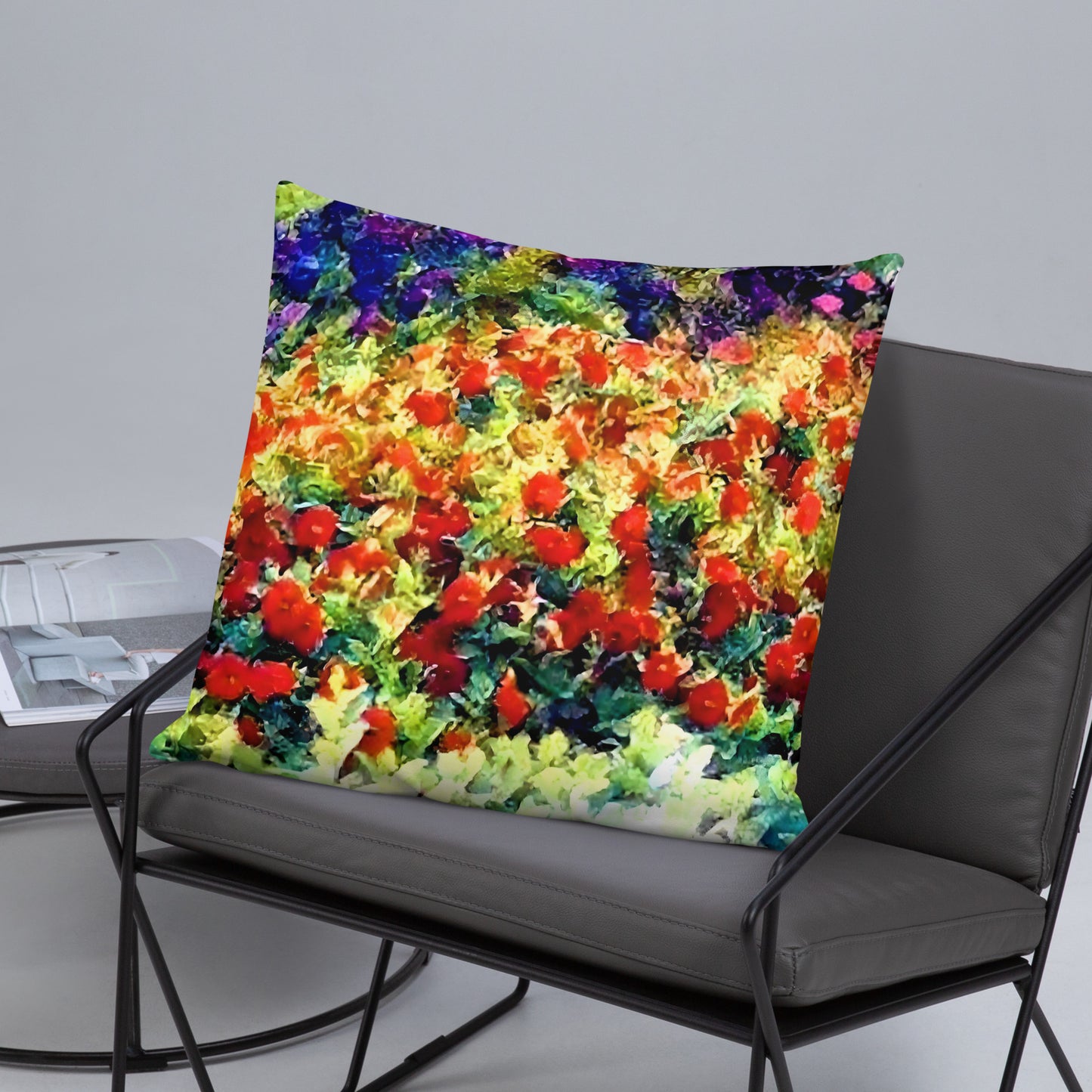 Impressionistic Spring Flowers Accent Pillow